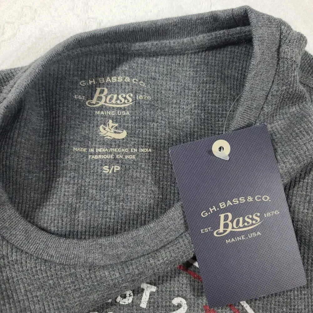 G.H. Bass thermal/waffle men's Grey pullover Gorpcore coast to coast Size Small - Picture 6 of 7